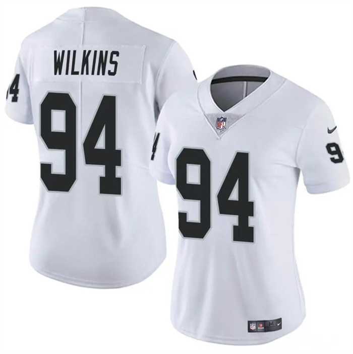 Women%27s Las Vegas Raiders #94 Christian Wilkins White Vapor Stitched Jersey Dzhi